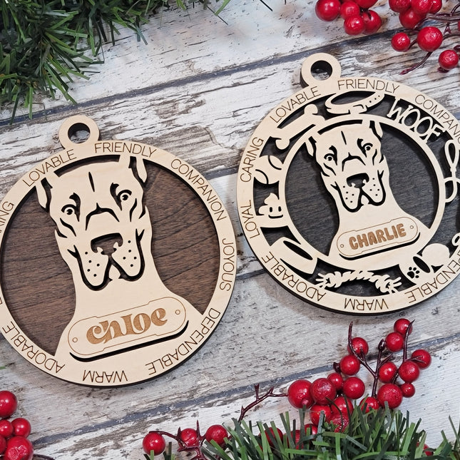 Great Dane (Cropped Ears) Personalized Dog Ornament