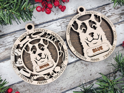 Koolie Personalized Dog Ornament