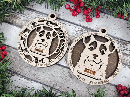 Koolie Personalized Dog Ornament