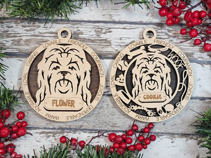 Maltese (Long Hair) Personalized Dog Ornament