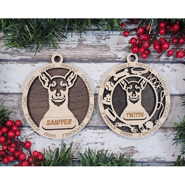 Miniature Pinscher Personalized Dog Ornament