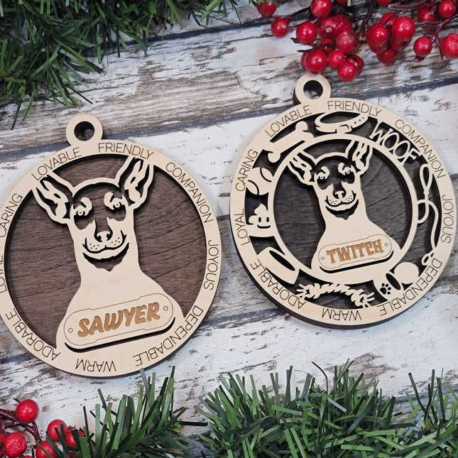 Miniature Pinscher Personalized Dog Ornament