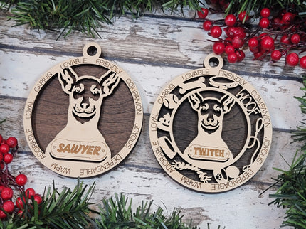Miniature Pinscher Personalized Dog Ornament