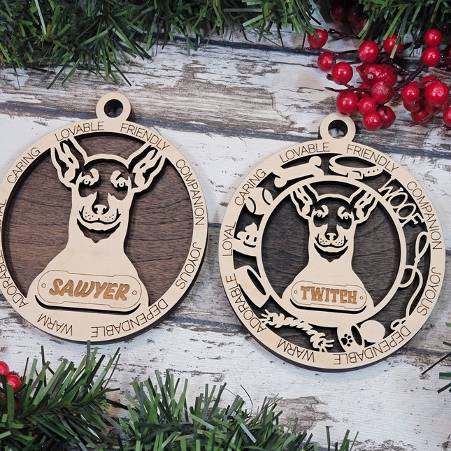 Miniature Pinscher Personalized Dog Ornament