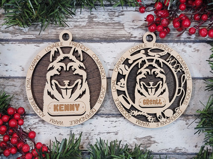 Norwegian Elkhound Personalized Dog Ornament