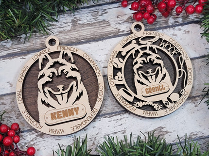 Norwegian Elkhound Personalized Dog Ornament
