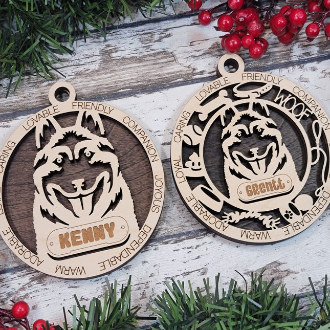 Norwegian Elkhound Personalized Dog Ornament
