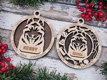 Norwegian Elkhound Personalized Dog Ornament