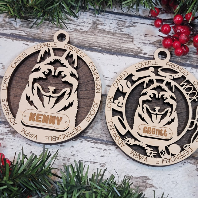 Norwegian Elkhound Personalized Dog Ornament