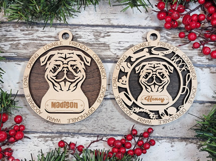 Pug Personalized Dog Ornament
