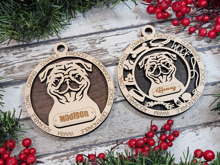 Pug Personalized Dog Ornament