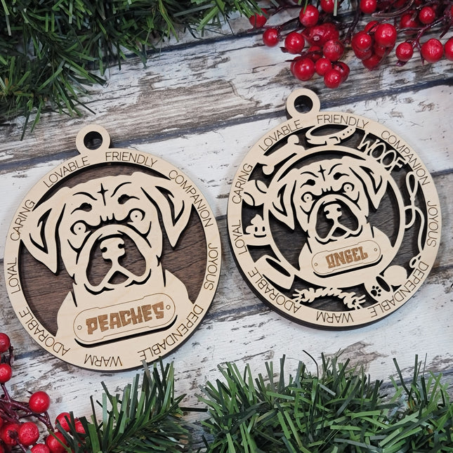 Puggle Personalized Dog Ornament