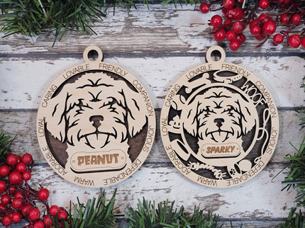 Schnauzer Doodle Personalized Dog Ornament