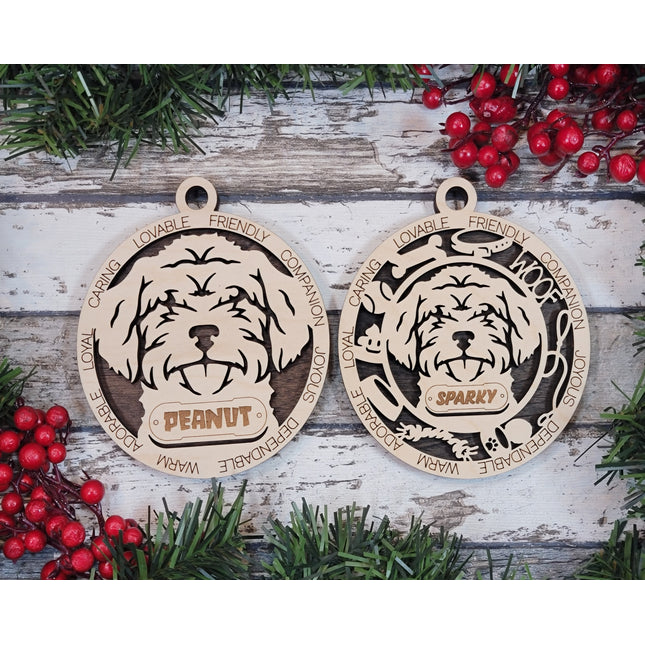 Schnauzer Doodle Personalized Dog Ornament