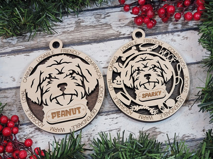 Schnauzer Doodle Personalized Dog Ornament