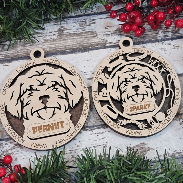 Schnauzer Doodle Personalized Dog Ornament