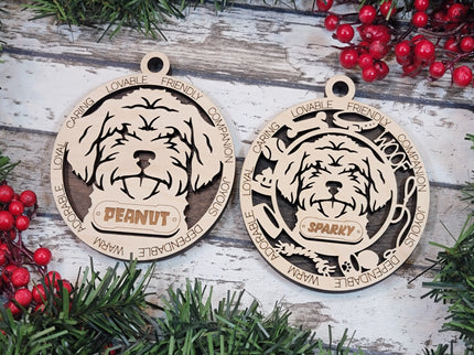 Schnauzer Doodle Personalized Dog Ornament