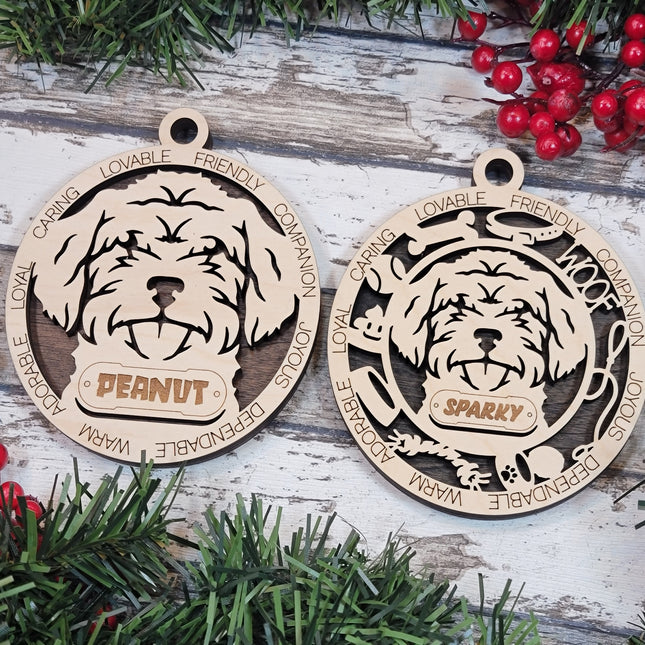 Schnauzer Doodle Personalized Dog Ornament