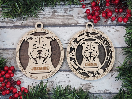 Staffordshire Bull Terrier Personalized Dog Ornament