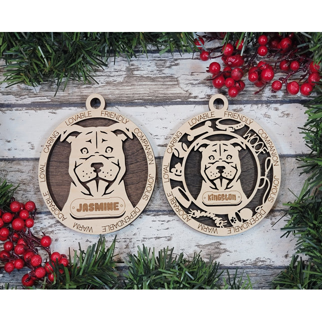 Staffordshire Bull Terrier Personalized Dog Ornament
