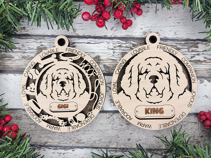 Tibetan Mastiff Personalized Dog Ornament
