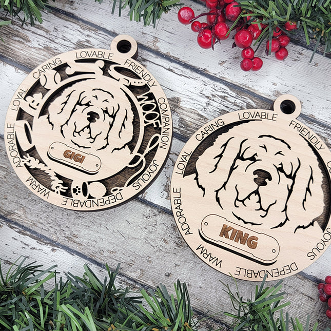 Tibetan Mastiff Personalized Dog Ornament
