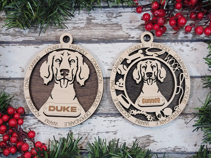 Weimaraner (Long Hair) Personalized Dog Ornament