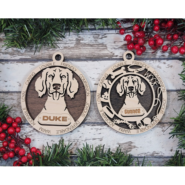 Weimaraner (Long Hair) Personalized Dog Ornament