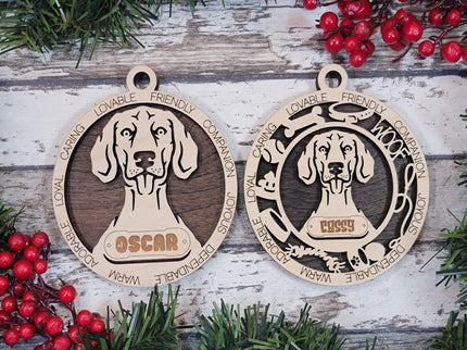 Weimaraner (Short Hair) Personalized Dog Ornament