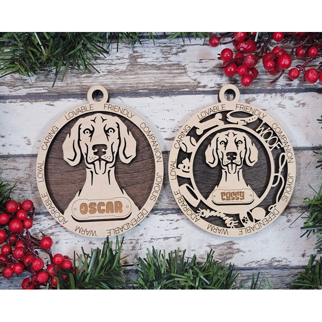 Weimaraner (Short Hair) Personalized Dog Ornament