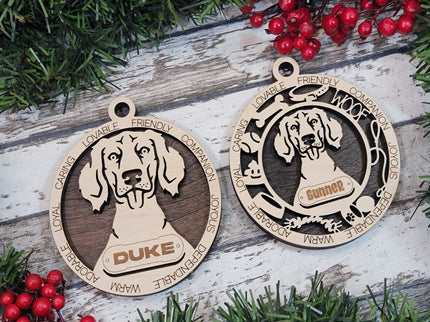 Weimaraner (Long Hair) Personalized Dog Ornament