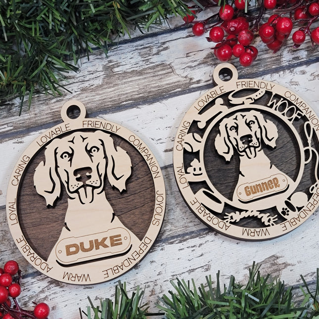 Weimaraner (Long Hair) Personalized Dog Ornament