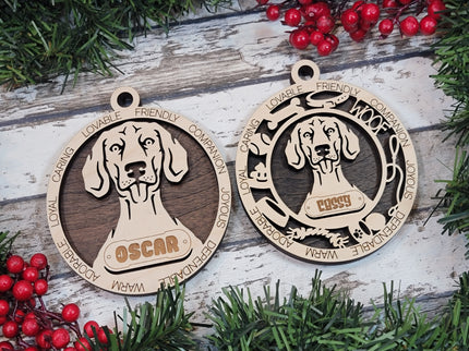 Weimaraner (Short Hair) Personalized Dog Ornament