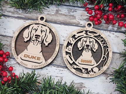 Weimaraner (Long Hair) Personalized Dog Ornament