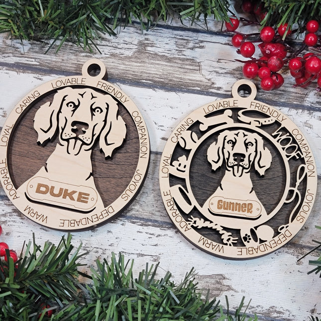 Weimaraner (Long Hair) Personalized Dog Ornament