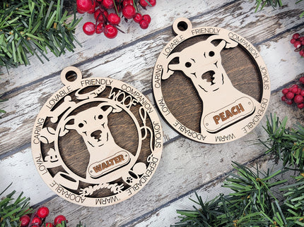 Whippet Personalized Dog Ornament